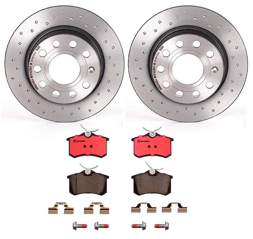 Audi Brembo Brake Kit - Pads and Rotors Rear (255mm) (Xtra) (Ceramic) 8E0698451L - Brembo 2372481KIT